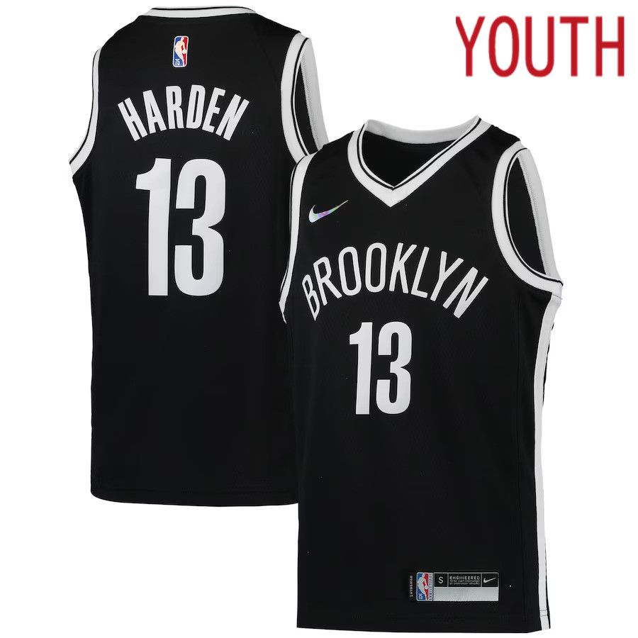 Youth Brooklyn Nets #13 James Harden Nike Black Diamond Swingman NBA Jersey
